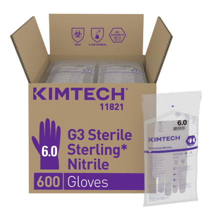 Стерильные нитриловые перчатки Kimtech™ G3 Sterile Sterling 30см серые (300 пар)