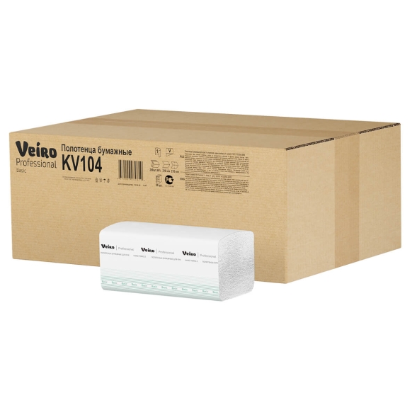 KV104 Бумажные полотенца в пачках Veiro Basic цвет натуральный 1 слой (20 пач х 250 л)