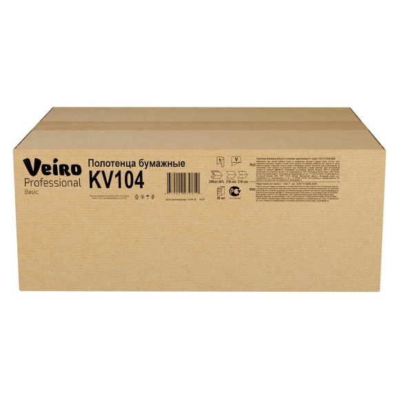 KV104 Бумажные полотенца в пачках Veiro Basic цвет натуральный 1 слой (20 пач х 250 л)