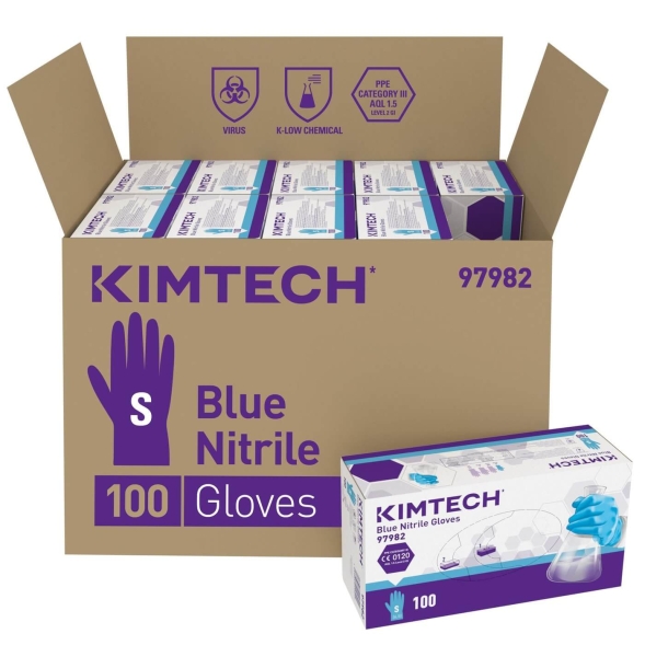 Нитриловые перчатки Kimtech™ Blue Nitrile 24см голубые (900-1000 штук)