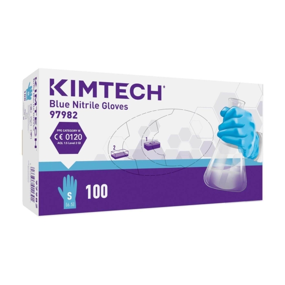 Нитриловые перчатки Kimtech™ Blue Nitrile 24см голубые (900-1000 штук)