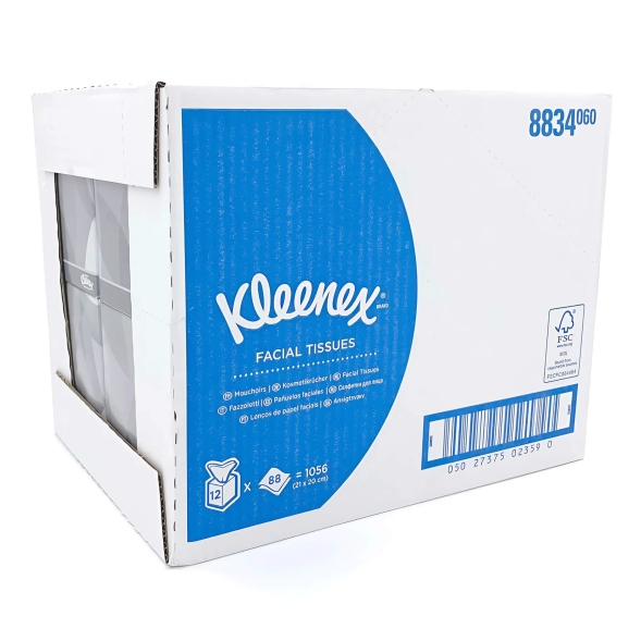 8834 Салфетки косметические для лица Kleenex® в кубе 2 слоя (12 кор х 88 л)