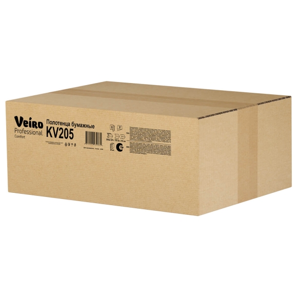KV205 Бумажные полотенца в пачках Veiro Comfort белые 2 слоя (20 пач х 200 л)