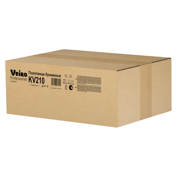 KV210 Бумажные полотенца в пачках Veiro Comfort белые 1 слой (20 пач х 250 л)