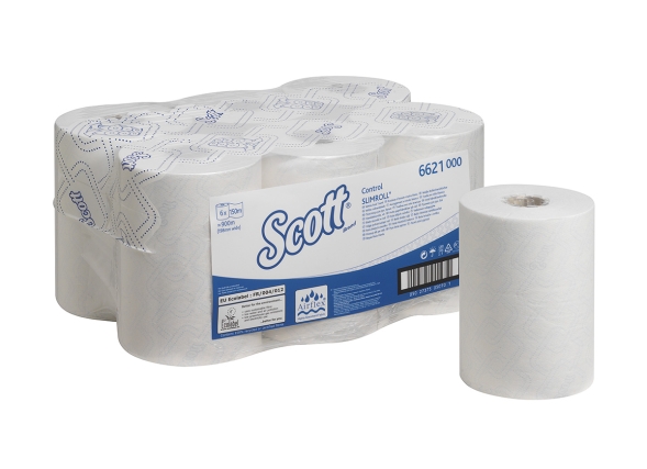 6621 Бумажные полотенца в рулонах Scott® Control Slimroll белые 1 слой (6 рулонов по 150 метров)