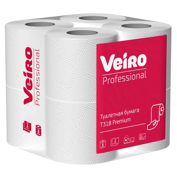 T318 Туалетная бумага в стандартных рулонах Veiro Premium 2 слоя (48 рул х 15 м)