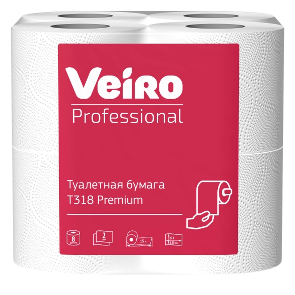 T318 Туалетная бумага в стандартных рулонах Veiro Premium 2 слоя (48 рул х 15 м)