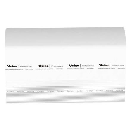 Бумажные полотенца в пачках KW208 Veiro Comfort белые двухслойные линейки Professional (21 пач х 150 л)