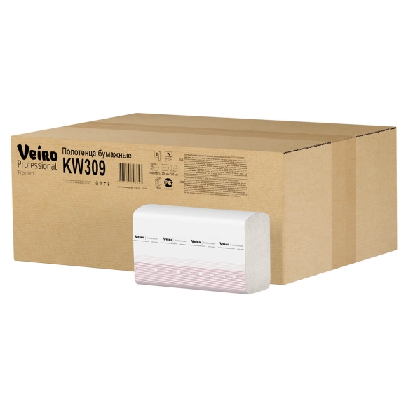 KW309 Бумажные полотенца в пачках Veiro Premium 2 слоя (21 пач х 150 л)