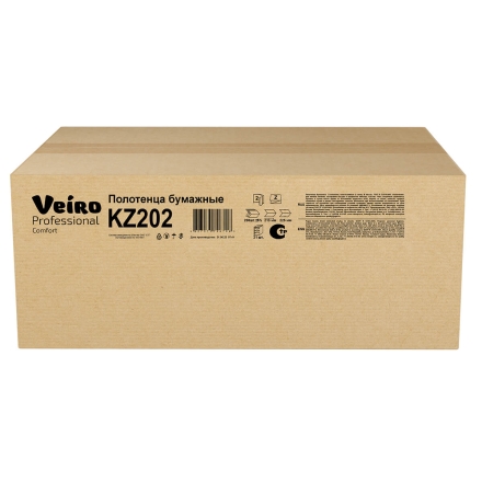 Бумажные полотенца в пачках KZ202 Veiro Comfort белые двухслойные линейки Professional (21 пач х 200 л)
