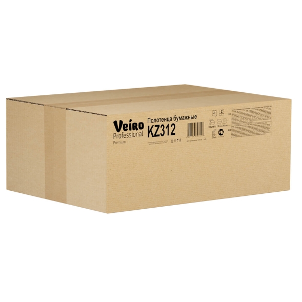KZ312 Бумажные полотенца в пачках Veiro Premium белые 2 слоя растворимые (21 пач х 200 л)