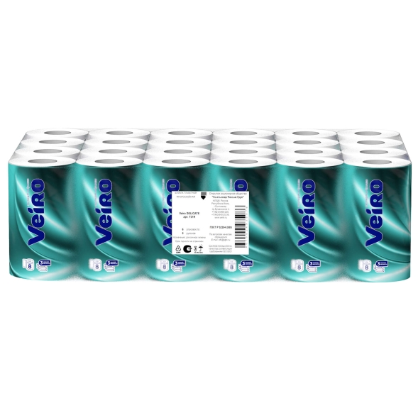 T319 Туалетная бумага в стандартных рулонах Veiro Delicate 3 слоя (48 рул х 15 м)
