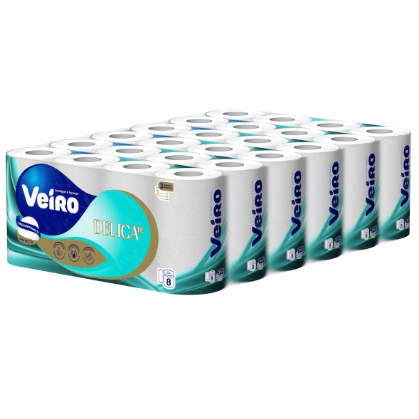 T319 Туалетная бумага в стандартных рулонах Veiro Delicate 3 слоя (48 рул х 15 м)
