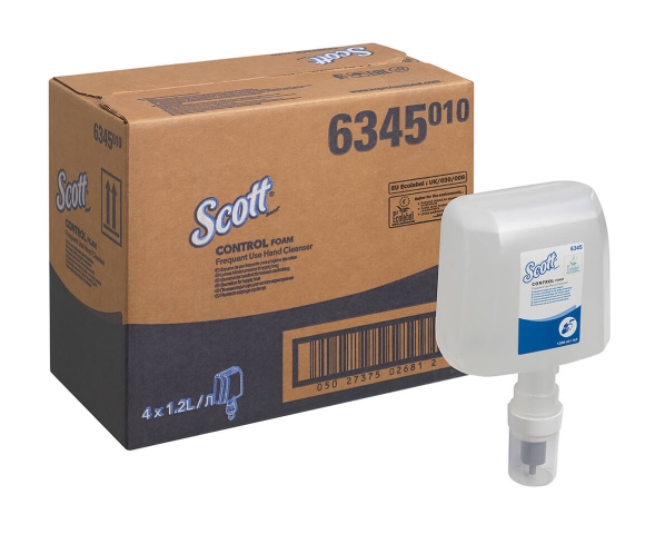 Пенное мыло в кассетах 6345 Scott Control для частого использования от Kimberly-Clark Professional (4 кассеты по 1.2 л)