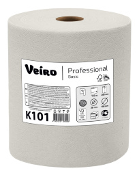K101 Бумажные полотенца в рулонах Veiro Basic белые 1 слой (6 рул х 180 м)