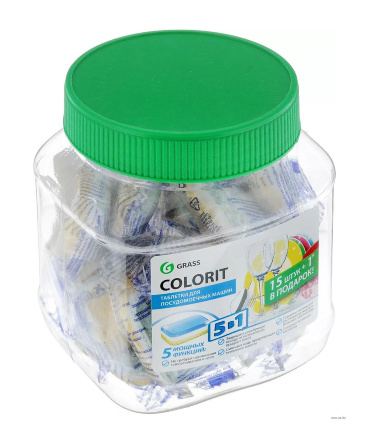 Таблетки для посудомоечных машин Grass Colorit 5в1 (16 штук)