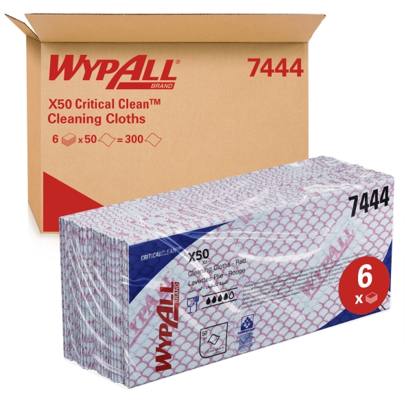 7444 Протирочный материал в пачках WypAll® X50 красный (6 пач х 50 л)