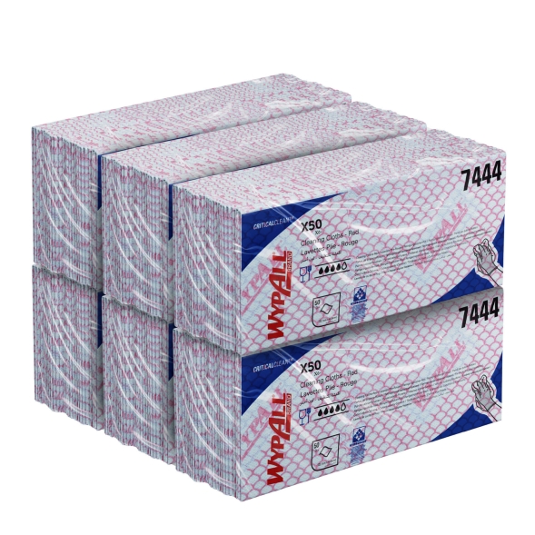 7444 Протирочный материал в пачках WypAll® X50 красный (6 пач х 50 л)
