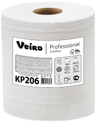 KP206 Бумажные полотенца в рулонах с центральной вытяжкой Veiro Comfort белые 2 слоя (6 рул х 180 м)
