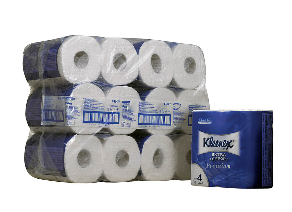 8484 Туалетная бумага в стандартных рулонах Kleenex Premium Extra Comfort упаковка 8484 Туалетная бумага в стандартных рулонах Kleenex Premium Extra Comfort четырёхслойная (24 рулона по 19,2 метра)