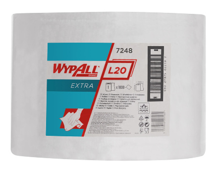 7248 Протирочный материал в рулонах WypAll L20 Extra двухслойный белый (1 рулон 1000 листов)