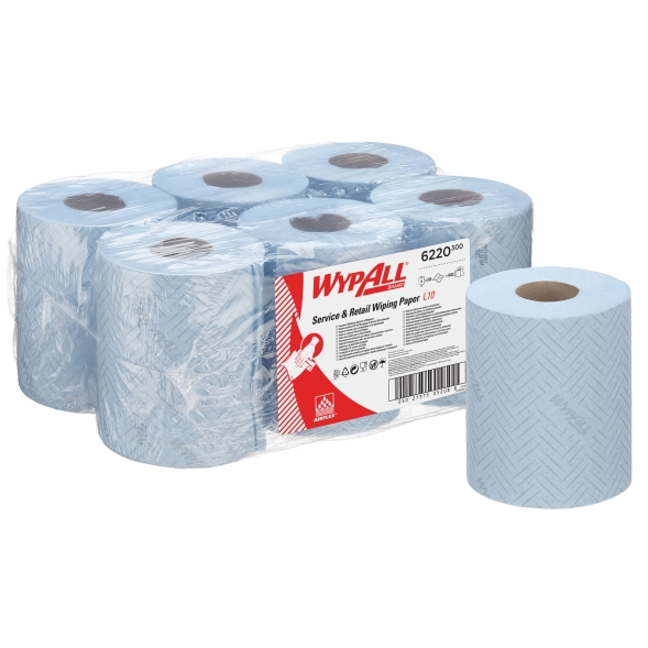 6220 Протирочный материал в рулонах с центральной подачей WypAll® L10 однослойный голубой (6 рул х 106 м)