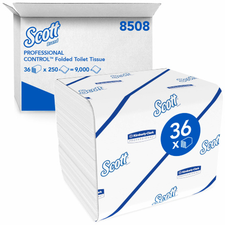 Туалетная бумага в пачках 8508 Scott двухслойная от Kimberly-Clark Professional (36 пач х 250 л)