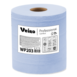WP203 Протирочный материал в рулонах с центральной вытяжкой Veiro Comfort двухслойный синий (6 рул х 175 м)
